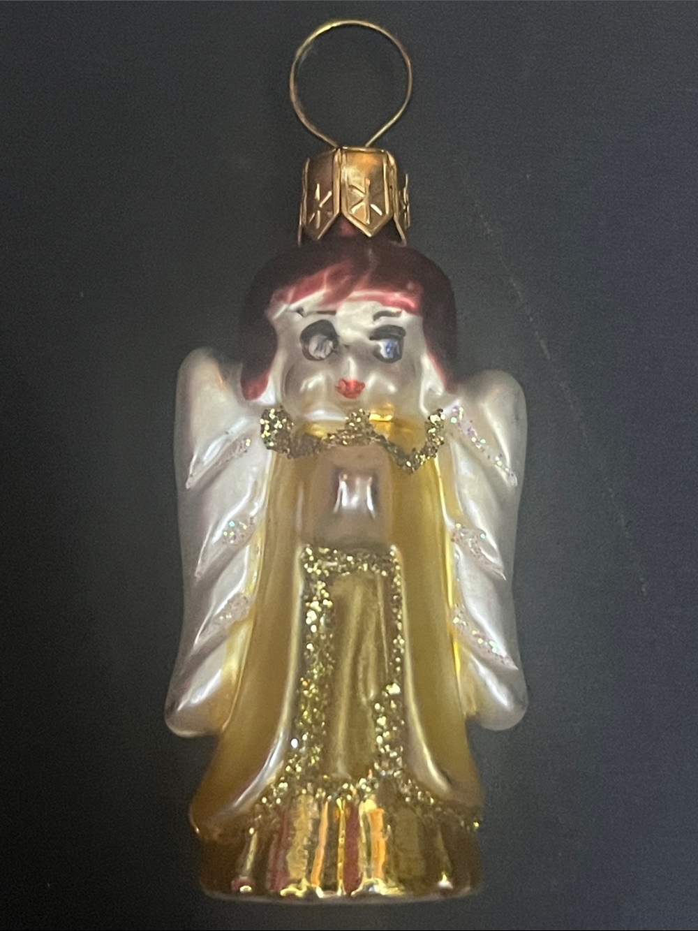 Vintage Handblown glass mercury Angel Ornament Small Delicate traditional 623